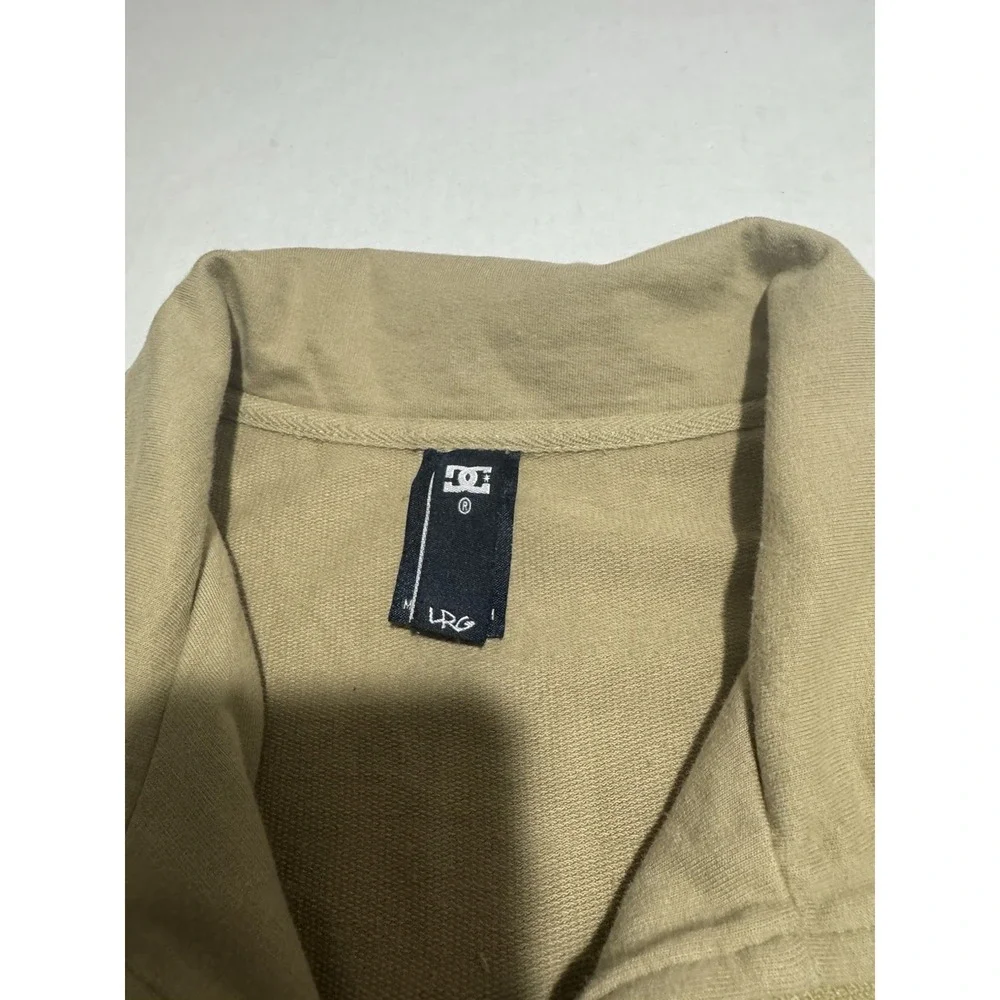 Y2K DC Skateboard Sk8 Men's Beige Full Zip Jacket, Large